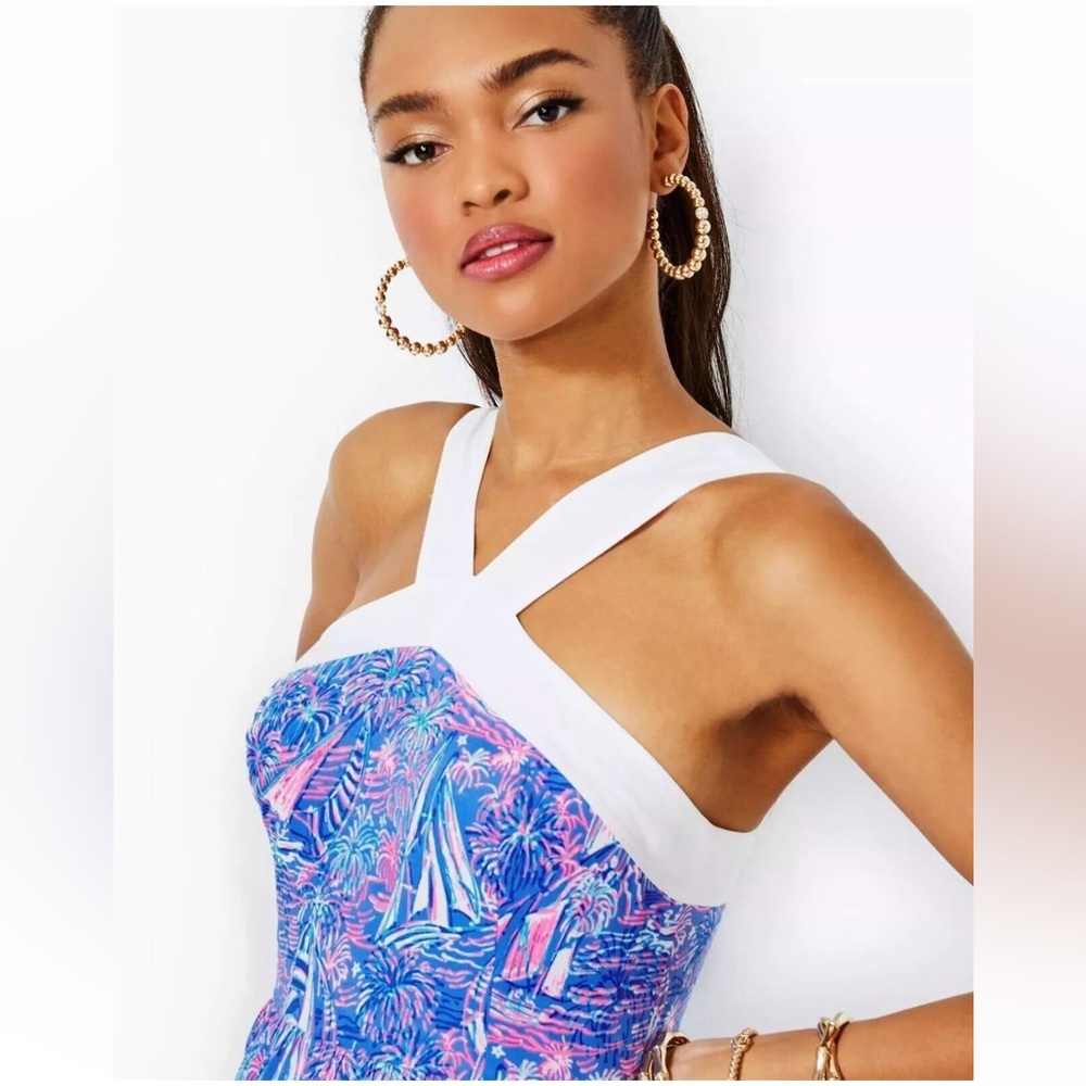Lilly Pulitzer Jenette Halter Maxi Dress Boca Blue Its Sailabration Print NWT - Picture 3 of 16